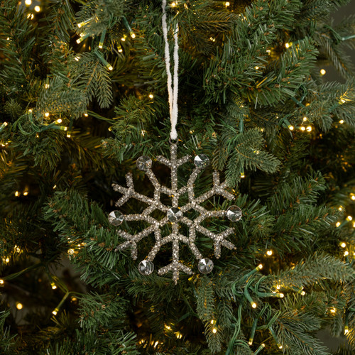5.75" SILVER RHINESTONE SNOWFLAKE ORNAMENT