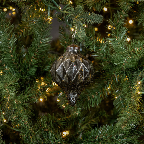 4.5" SILVER GEOMETRIC KUGEL ORNAMENT