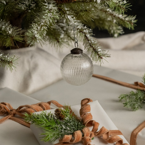 3" PITTED GLASS KUGEL ORNAMENT