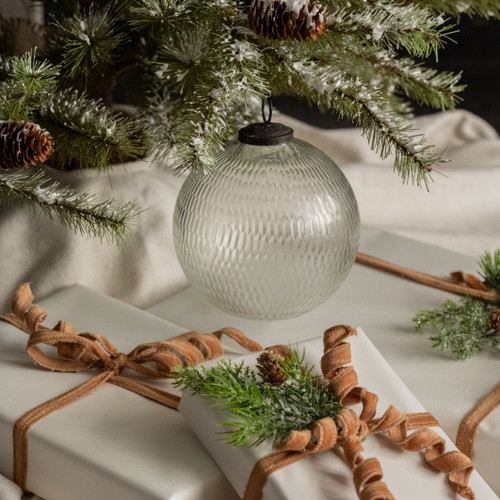 6" PITTED GLASS KUGEL ORNAMENT