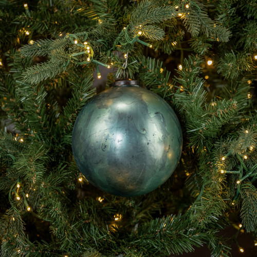6" TEAL MERCURY GLASS KUGEL ORNAMENT
