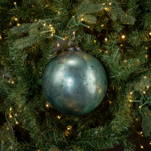 6" TEAL MERCURY GLASS KUGEL ORNAMENT