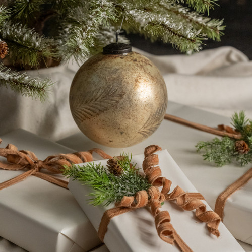 6" PRINTED LEAF KUGEL ORNAMENT