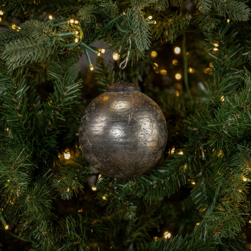 4" SILVER CRACKLE KUGEL ORNAMENT