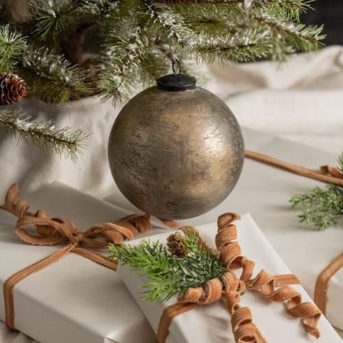6" SILVER CRACKLE KUGEL ORNAMENT