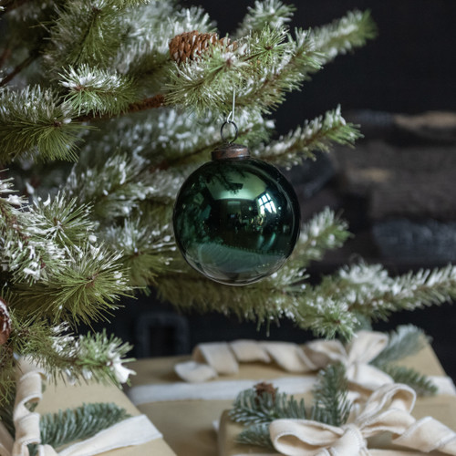4" TEAL GLASS ORNAMENT