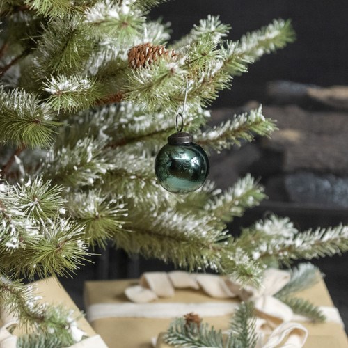 2" TEAL GLASS ORNAMENT