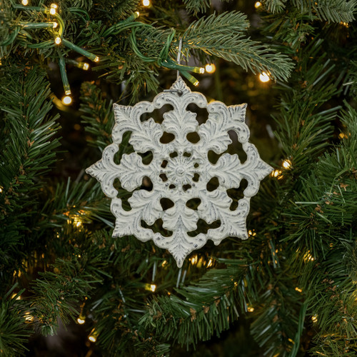 WHITE GABRIELLA SNOWFLAKE ORNAMENT