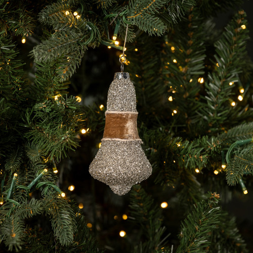 5" FAWN VELVET & GLITTER BELL