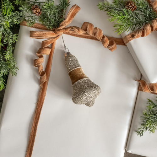 5" FAWN VELVET & GLITTER BELL