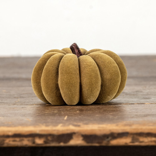 3" GREEN FLOCKED PUMPKIN