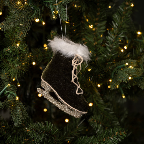 FOREST VELVET ICE SKATE ORNAMENT