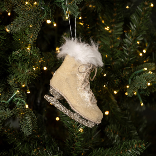 OATMEAL VELVET ICE SKATE ORNAMENT