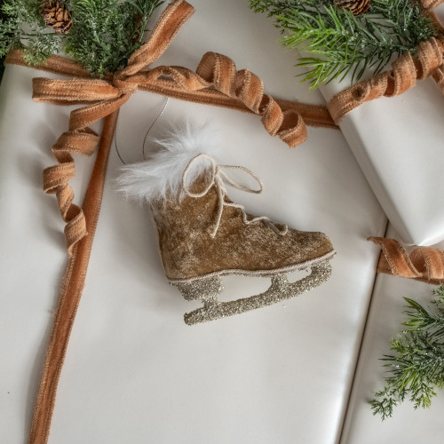 FAWN VELVET ICE SKATE ORNAMENT