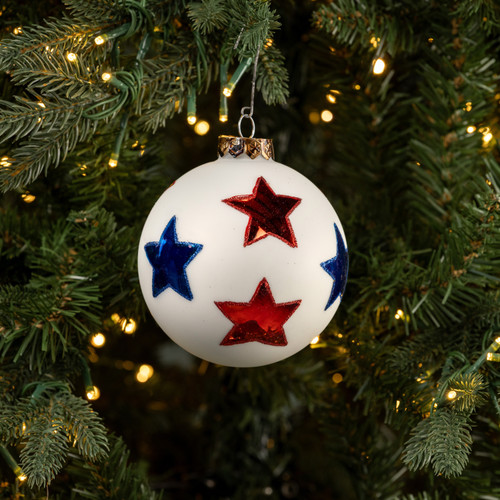 PATRIOTIC ORNAMENT W/ BLUE & RED STARS