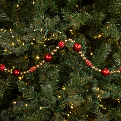 6' GOLD & RED BEADED  GARLAND