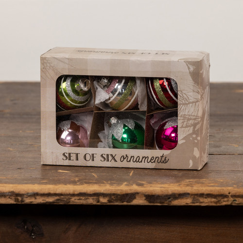 BOXED SET/ 6 VINTAGE INSPIRED ORNAMENTS