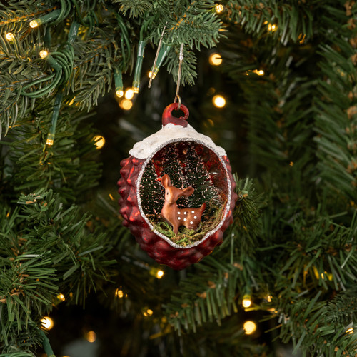 DEER IN THE FOREST DIORAMA ORNAMENT