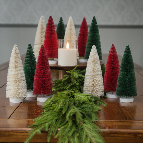 SET/ 12 - 8" HOLIDAY BOTTLEBRUSH TREES