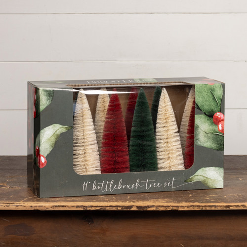 SET/ 12 - 11" HOLIDAY BOTTLEBRUSH TREES