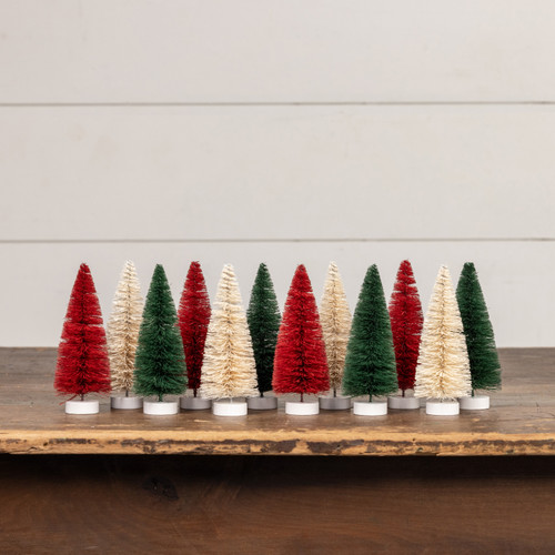 SET 12 - 5.25" HOLIDAY BOTTLEBRUSH TREES