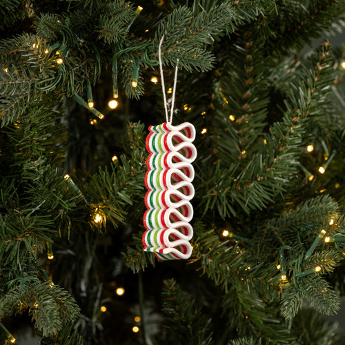 RED, GREEN & WHITE RIBBON CANDY ORNAMENT