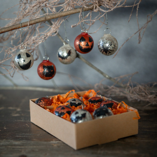 SET/12 JACK O LANTERN ORNAMENTS