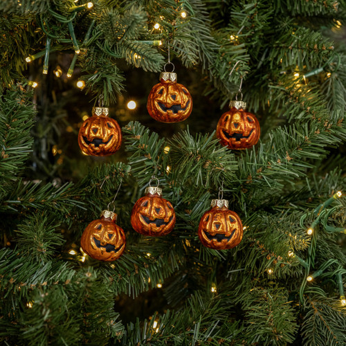SET/ 6 MINI JACK O LANTERN ORNAMENTS