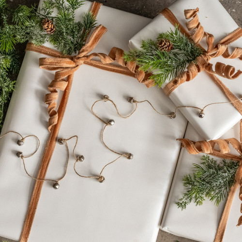 6' ANTIQUED .5" SILVER BELL GARLAND