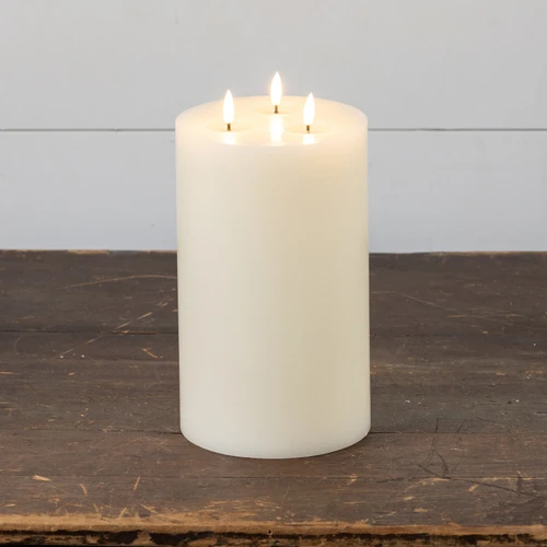 11" CREAM 3 WICK 3D FLAME CANDLE