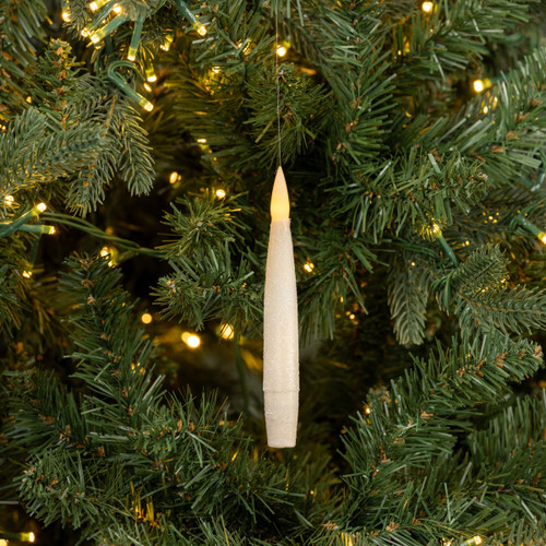 SET/ 6 CREAM SHIMMER HANGING LED CANDLES