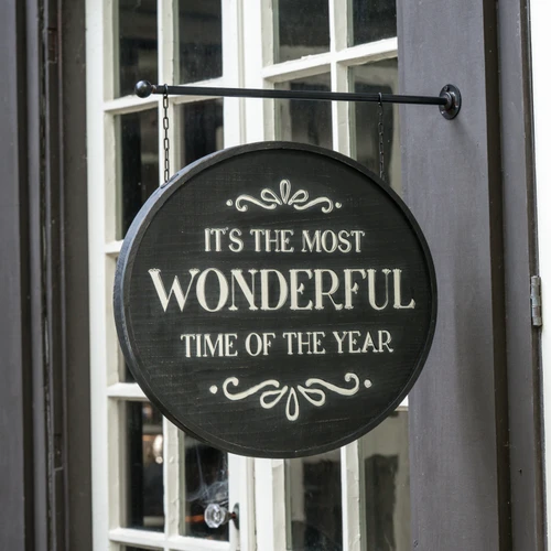 WONDERFUL TIME OF THE YEAR WOODEN HANGING SIGN