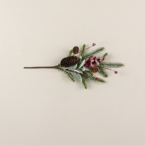 16" SNOWY PINE, LAMB'S EAR & RED BERRY PICK