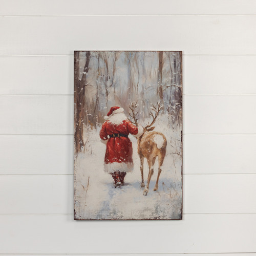 28" x 18" SANTA W/ DEER  PRINT
