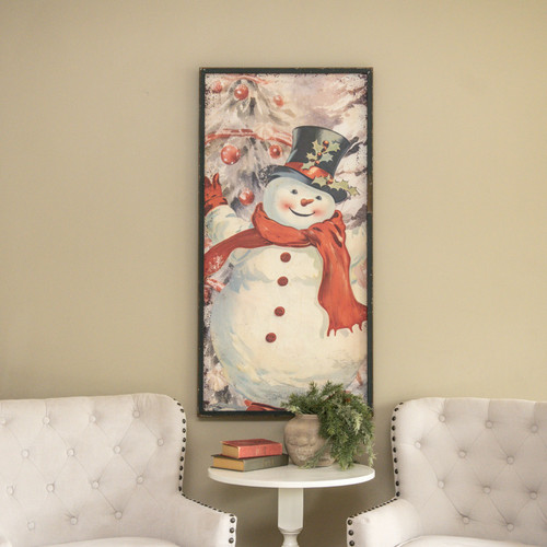 48" SNOWMAN W/ HOLLY HAT PRINT