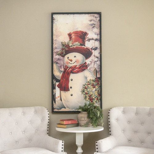 48" SNOWMAN W/ HOLLY WREATH PRINT