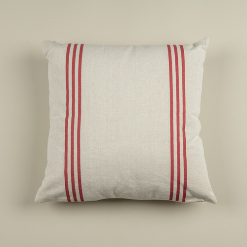 22" CREAM PILLOW W/ RED STRIPE