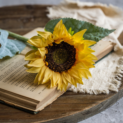24" SOFT TOUCH YELLOW SUNFLOWER STEM