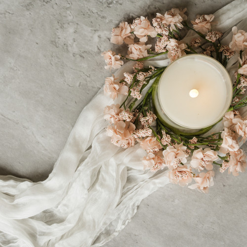 8" PEACH PAPER DAISY CANDLE RING