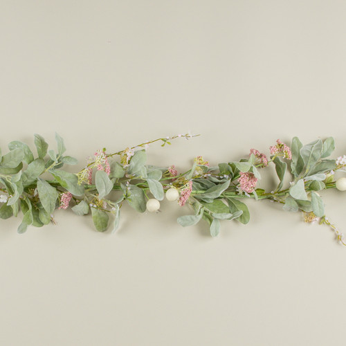 6' PINK BERRY & LAMB'S EAR GARLAND