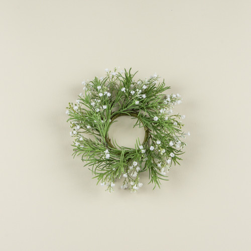 12" WHITE BABY'S BREATH CANDLE RING