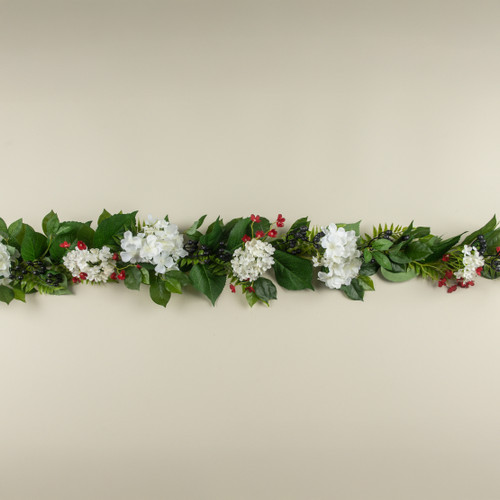 5' RED, WHITE & BLUE BERRY & HYDRANGEA GARLAND