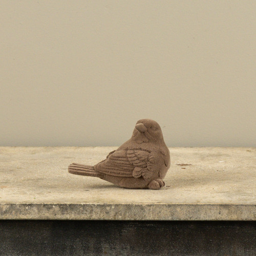3.5" BROWN FLOCKED TURNED BIRD