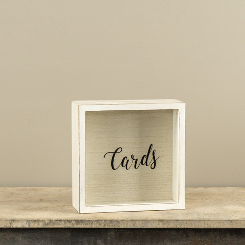 WHITE WOOD CARD BOX
