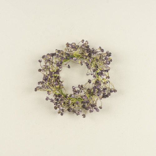 8" DARK PURPLE BABY'S BREATH CANDLE RING