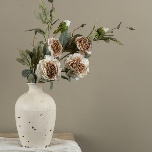 35" CREAM & BROWN PEONY STEM