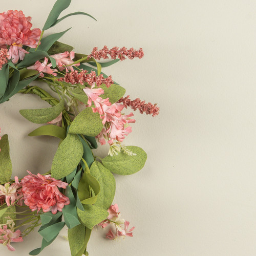 14" PINK MIXED SPRING CANDLE RING