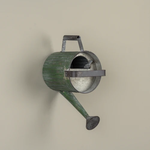 AGED GREEN WATERING CAN WALL BIRDHOUSE