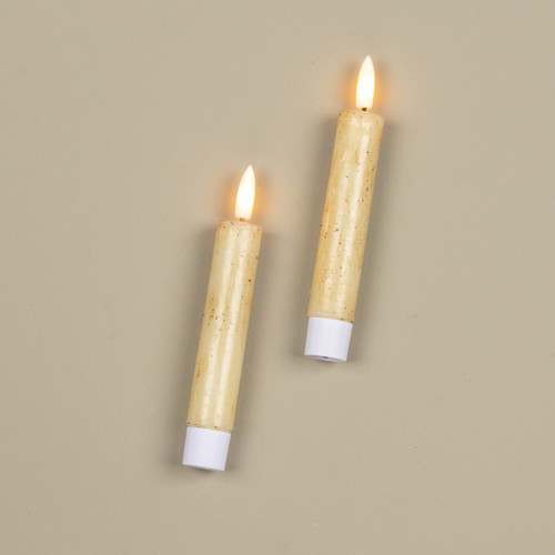 SET/ 2 - 5.75" 3D FLAME CREAM TAPER CANDLE