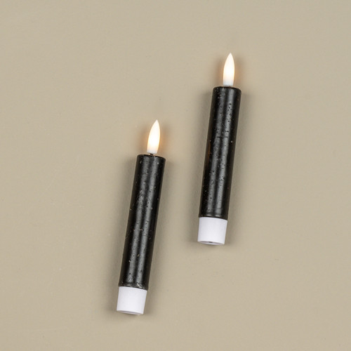 SET/ 2 - 5.75" 3D FLAME BLACK TAPER CANDLE